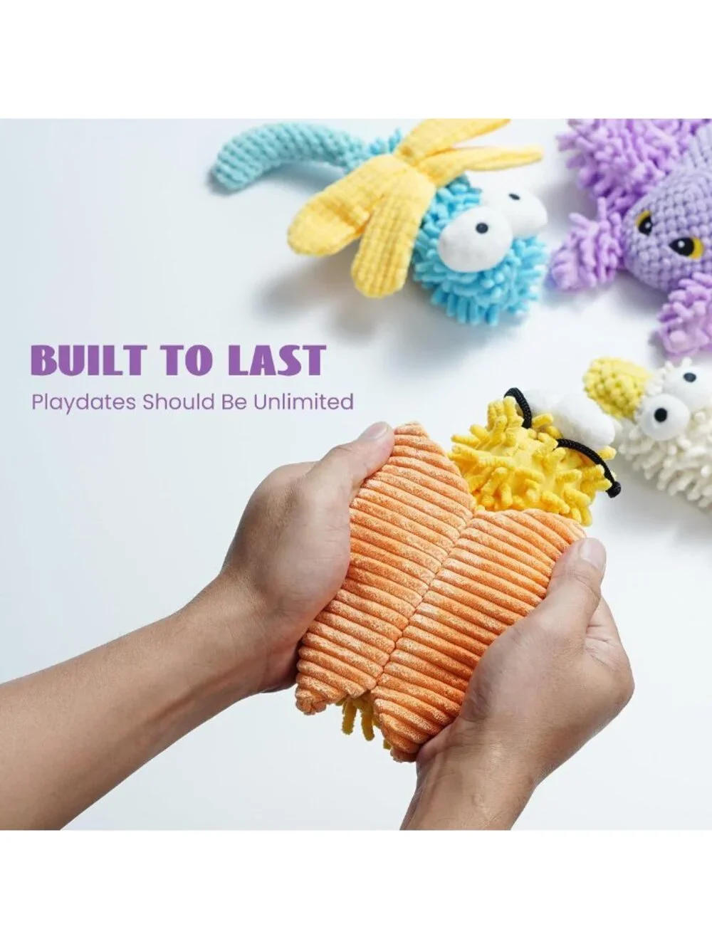 5 Pack Plush Squeaky Dog Toys - Soft Crinkle Chew Toys for Small & Medium Breeds